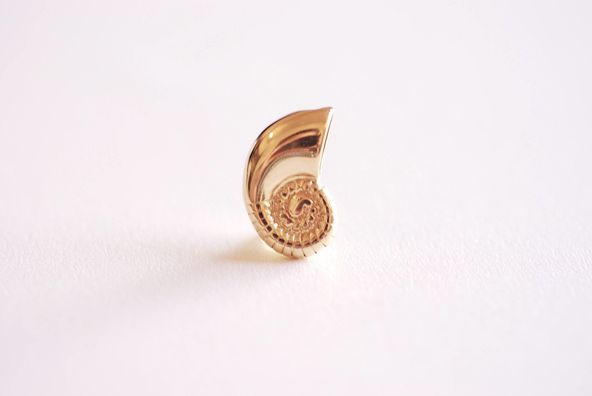 Shiny Gold Sea Snail Swirl Shell Charm Pendant- Vermeil 22k Gold Plated, Ocean Beach Conch Seashell Charm, Hermit Crab Shell, Nautilus, 358 - HarperCrown