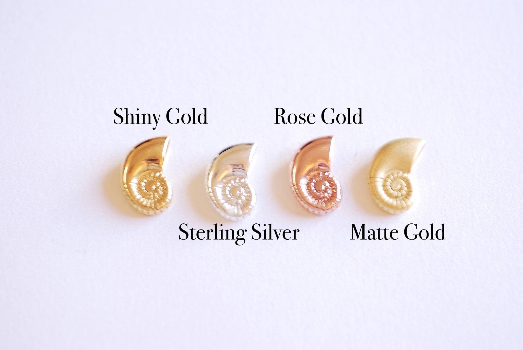 Shiny Gold Sea Snail Swirl Shell Charm Pendant- Vermeil 22k Gold Plated, Ocean Beach Conch Seashell Charm, Hermit Crab Shell, Nautilus, 358 - HarperCrown