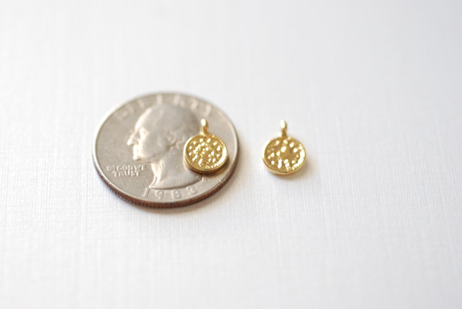 Shiny Gold small disc charm- Vermeil 22k Gold over Sterling Silver round disc charm , Small Gold Round Circle Charm, Vermeil Gold Round Disc - HarperCrown