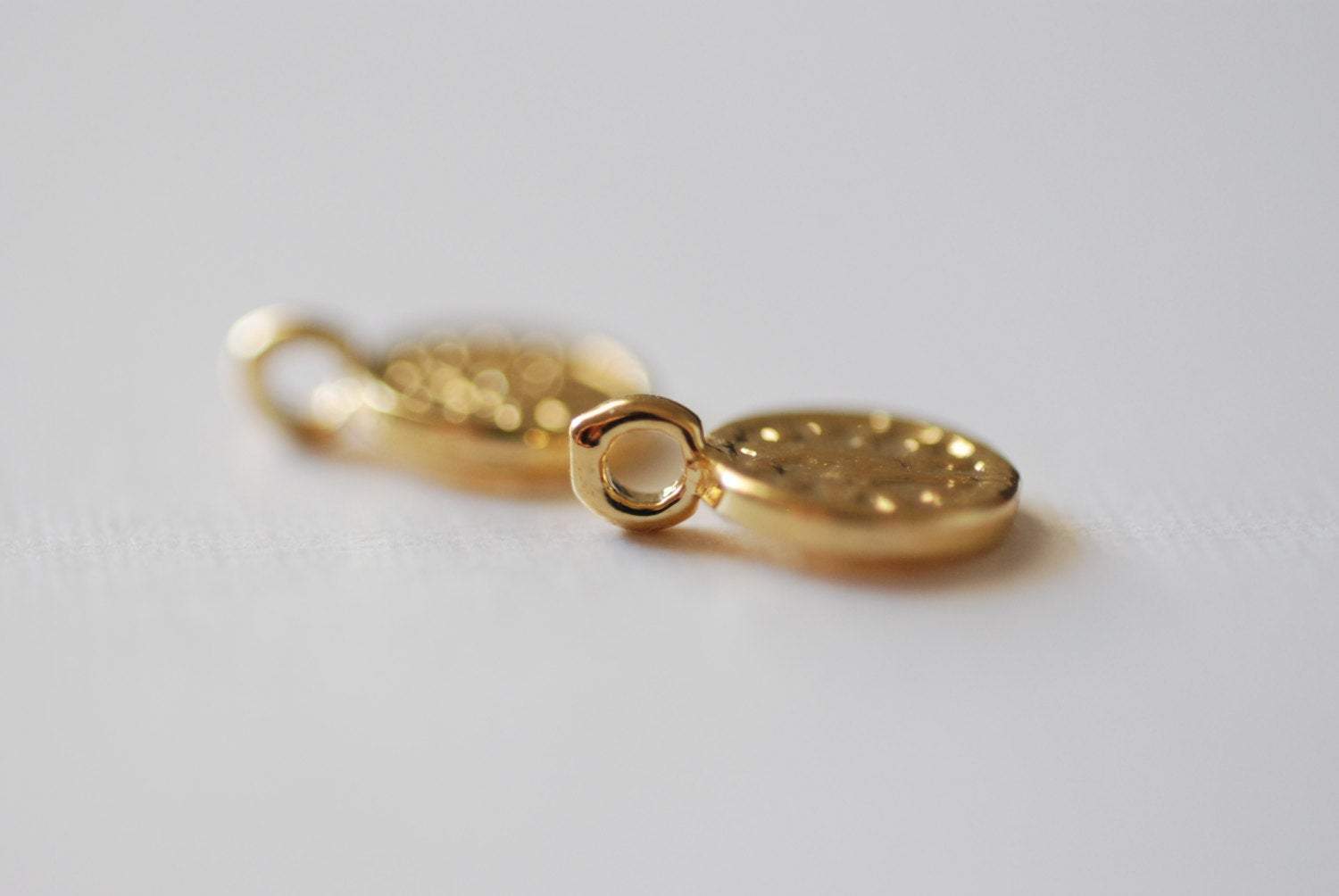 Shiny Gold small disc charm- Vermeil 22k Gold over Sterling Silver round disc charm , Small Gold Round Circle Charm, Vermeil Gold Round Disc - HarperCrown