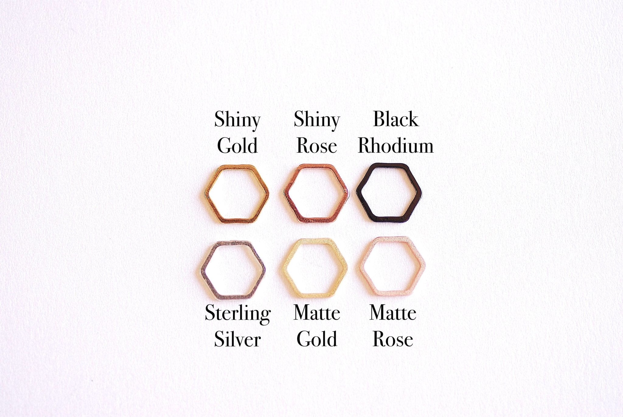 Shiny Pink Rose Gold Hexagon Connector Charm- 22k Gold plated Sterling Silver, jump ring, hexagon frame spacer link, honeycomb,Geometric,362 - HarperCrown