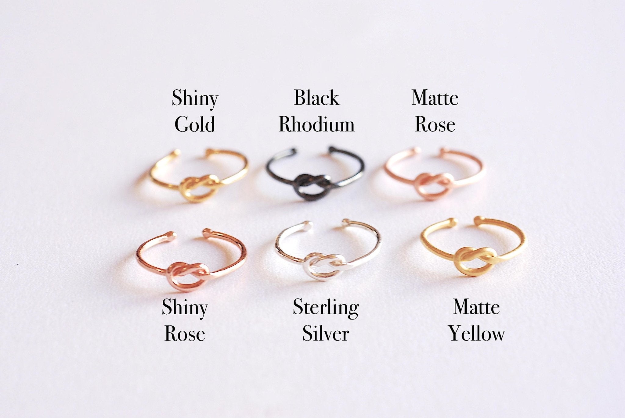 Shiny Pink Rose Gold Love Knot Ring- Love Knot adjustable ring, Thin Love knot ring, bridesmaid Gift, Infinity Ring, Eternity Ring,Midi Ring - HarperCrown