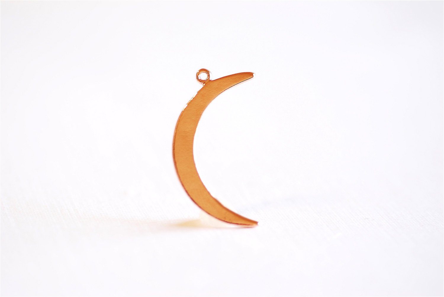 Shiny Pink Rose Gold Vermeil Crescent Moon Charm- 18k gold plated Sterling Silver, Rose Gold Half moon charm pendant, Moon Charm, 276 - HarperCrown