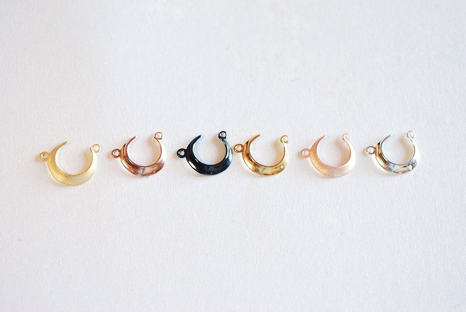 Shiny Pink Rose Gold Vermeil Crescent Moon Connector- 22k rose gold plated Sterling Silver,Moon Charm Pendant,Moon Connector Link Spacer,323 - HarperCrown