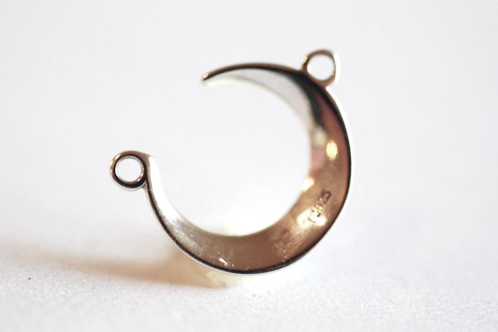 Shiny Pink Rose Gold Vermeil Crescent Moon Connector- 22k rose gold plated Sterling Silver,Moon Charm Pendant,Moon Connector Link Spacer,323 - HarperCrown