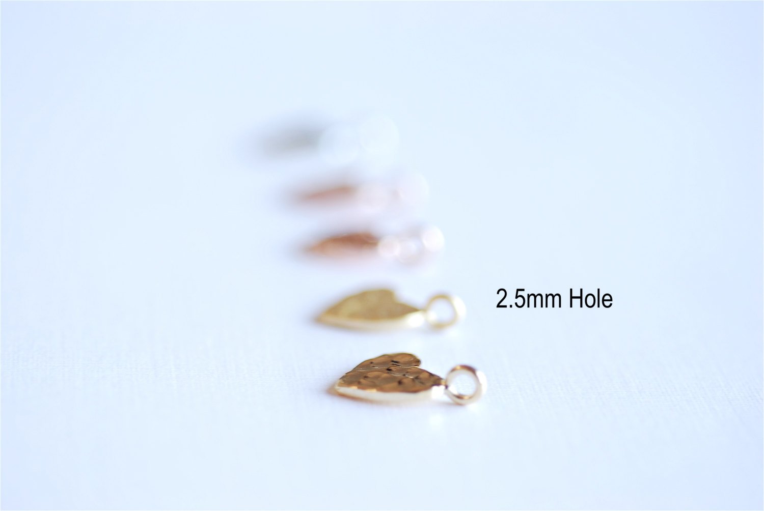 Shiny Pink Rose Gold Vermeil Hammered Heart Charm- 22k gold plated Sterling Silver Heart Charm Pendant, Medium Gold Heart, Stamping Heart - HarperCrown