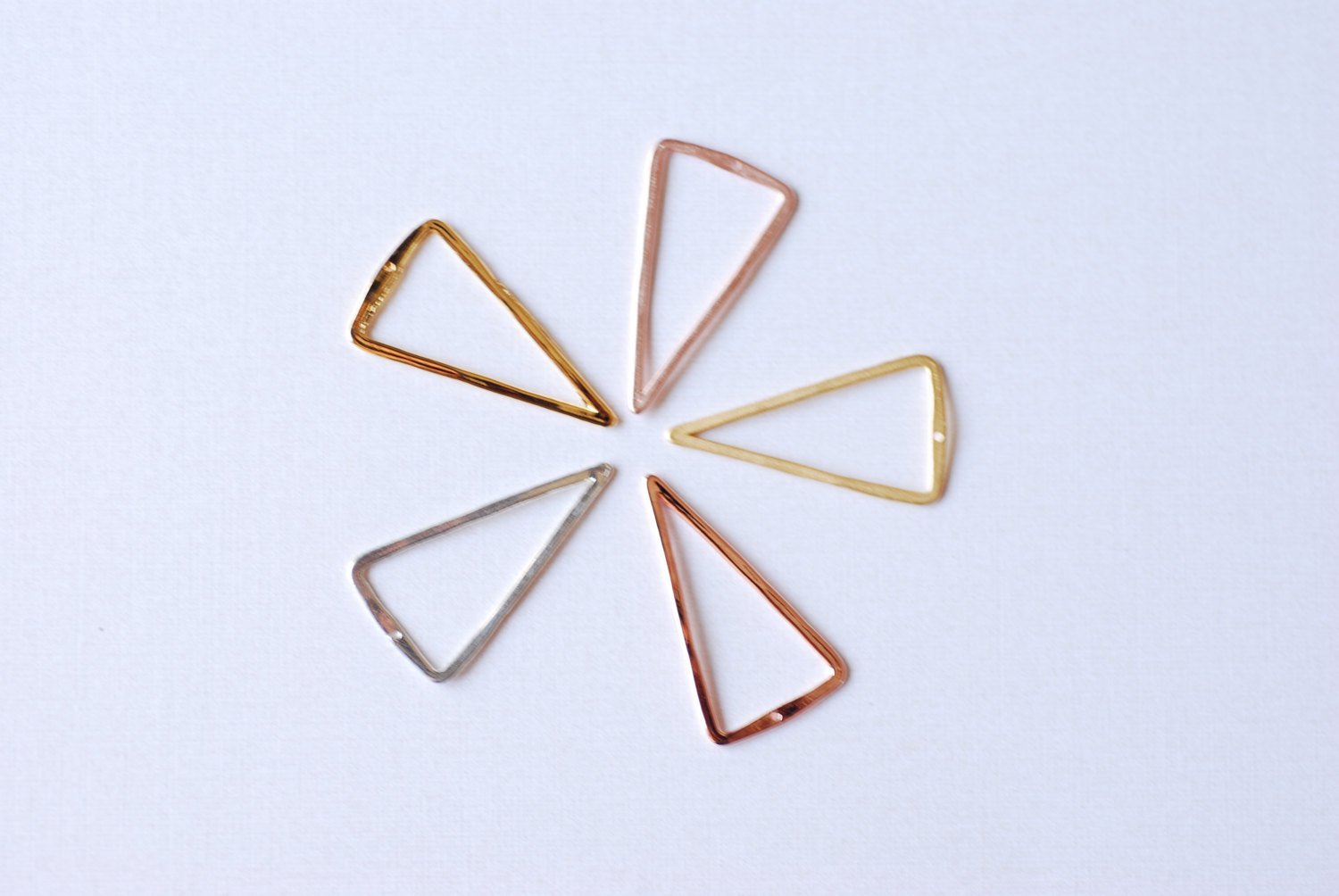 Shiny Pink Rose Gold Vermeil Open Triangle Connector Charm- 18k gold plated over Sterling Silver Triangle, Triangle Connector Spacer, 219 - HarperCrown