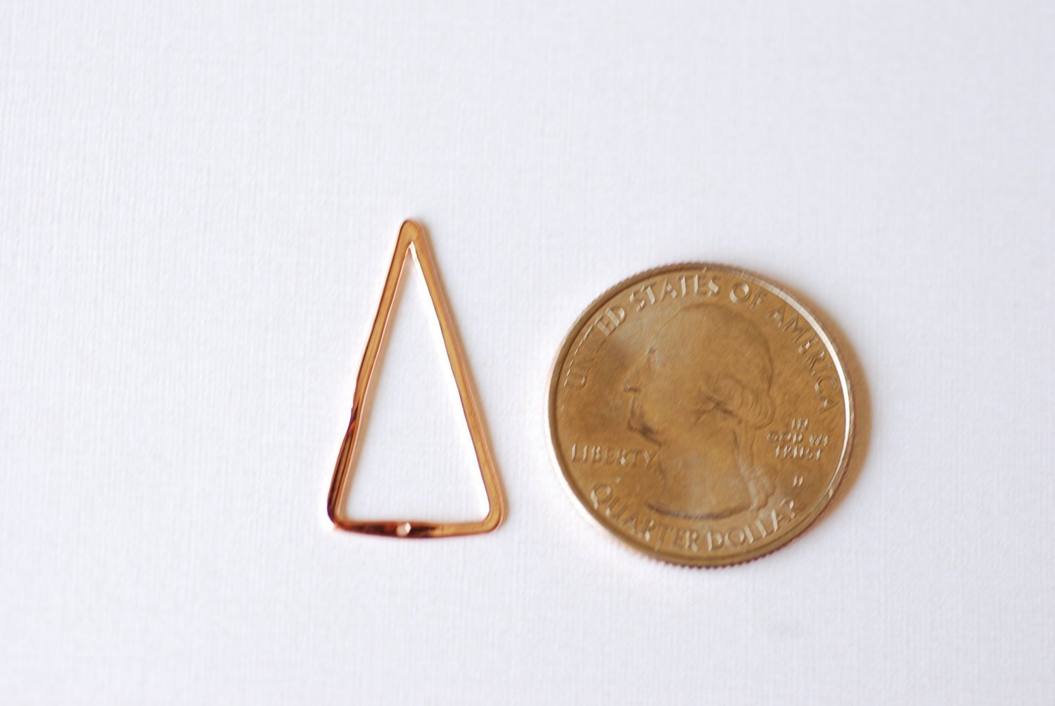 Shiny Pink Rose Gold Vermeil Open Triangle Connector Charm- 18k gold plated over Sterling Silver Triangle, Triangle Connector Spacer, 219 - HarperCrown