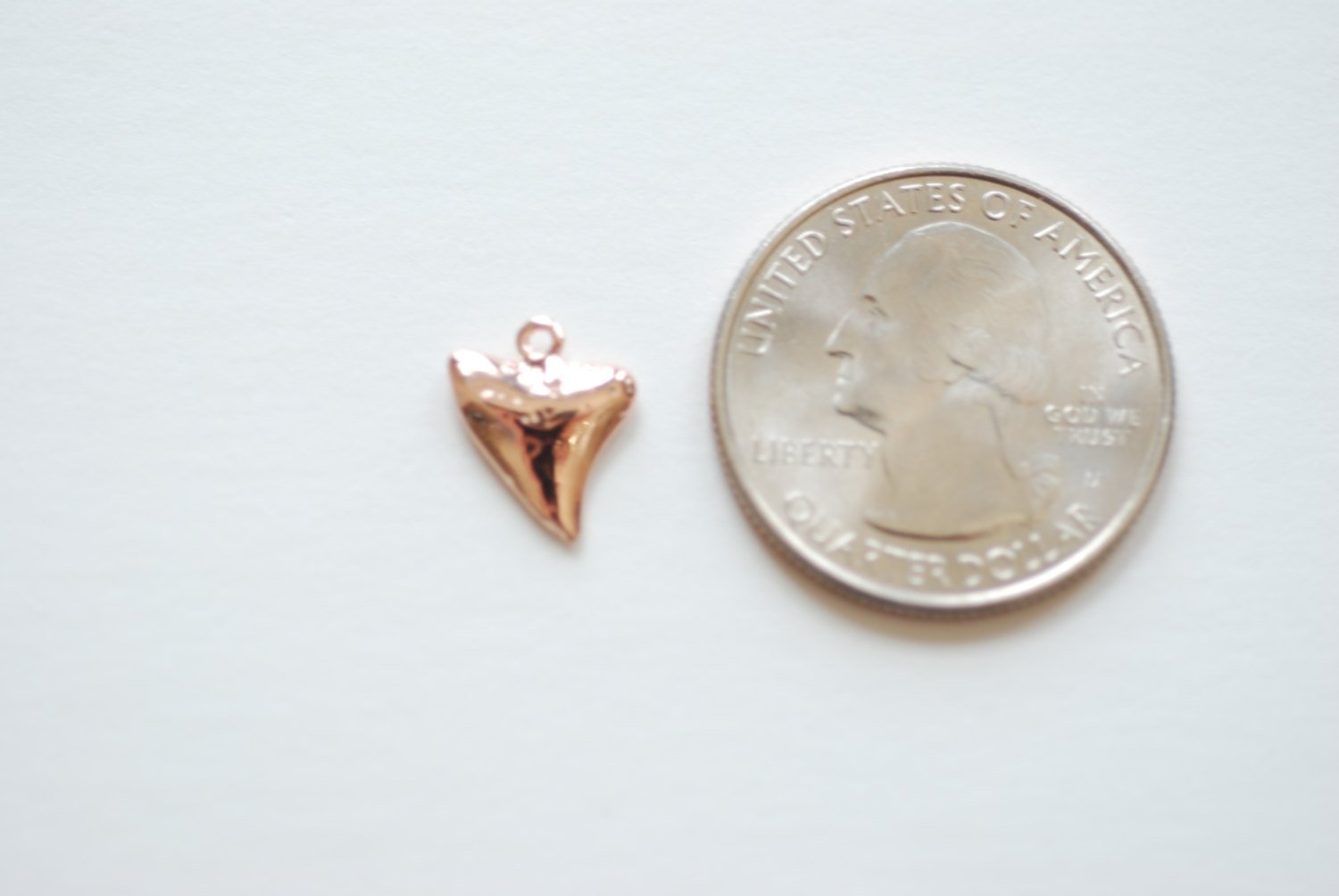 Shiny Pink Rose Gold Vermeil Shark Tooth Charm- Small Vermeil Shark Tooth, , 18k gold over Sterling Silver Shark Tooth, Fish Tooth, 73 - HarperCrown