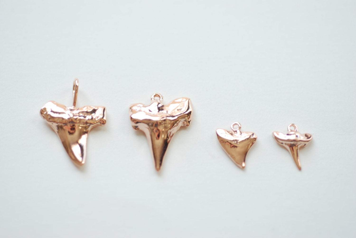 Shiny Pink Rose Gold Vermeil Shark Tooth Charm- Small Vermeil Shark Tooth, , 18k gold over Sterling Silver Shark Tooth, Fish Tooth, 73 - HarperCrown