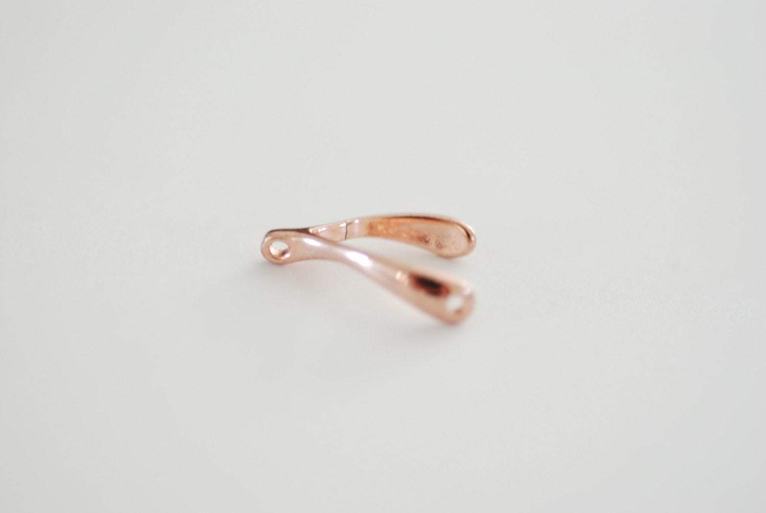 Shiny Pink Rose Gold Vermeil Wishbone Connector Charm- 18k gold over Sterling Silver Wishbone Connector Link Spacer, 2 holes wishbone, 13 - HarperCrown