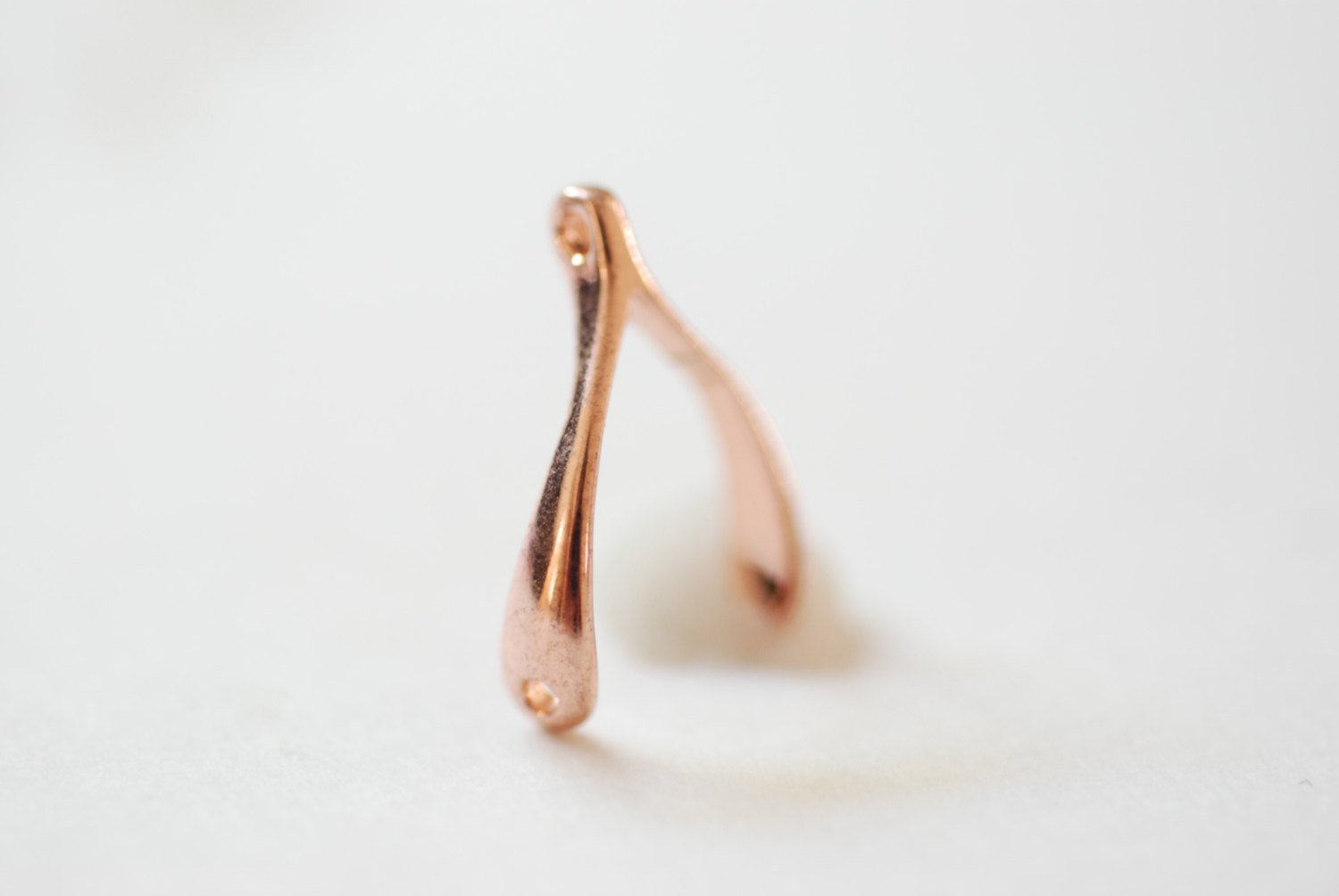 Shiny Pink Rose Gold Vermeil Wishbone Connector Charm- 18k gold over Sterling Silver Wishbone Connector Link Spacer, 2 holes wishbone, 13 - HarperCrown