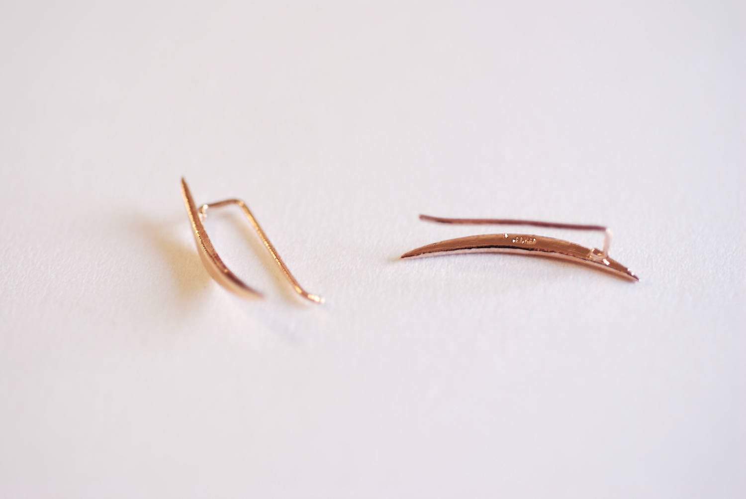 Shiny Rose Gold Crescent Moon Ear Climbers- Moon Earrings, Ear Crawlers, Ear Climbers, Moon Ear Pin, Moon Ear Cuff,Moon Ear Crawler Earrings - HarperCrown