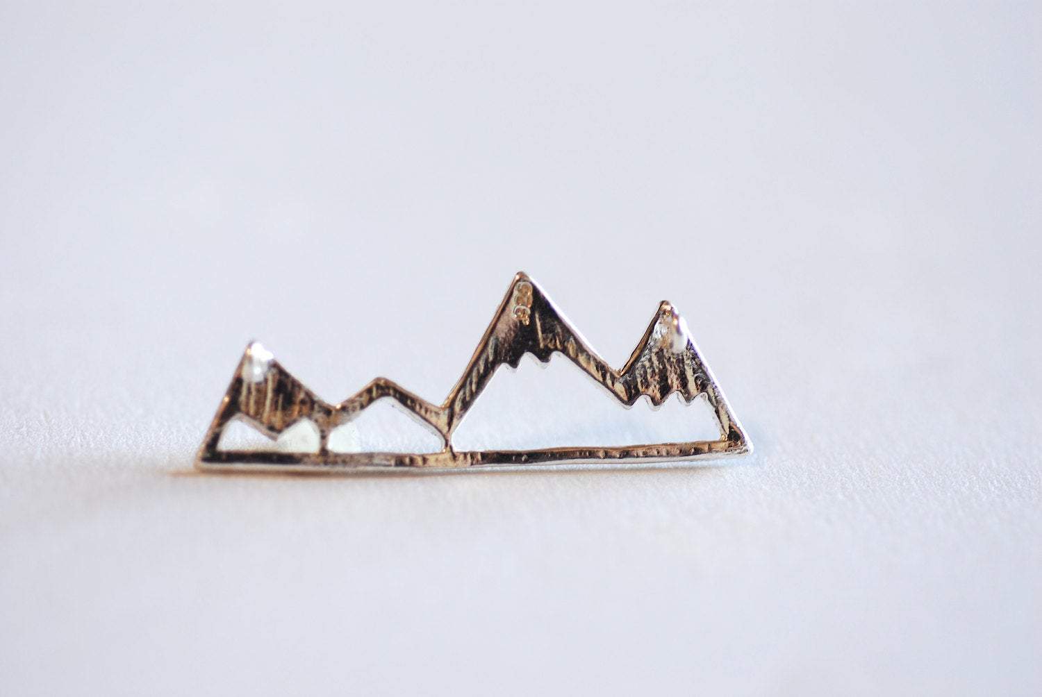 Shiny Rose Gold Vermeil Mountain Range Connector Charm- 22k gold plated Mountain Peak Connector Charm, Hiking Charm, Snow Mountain, 318 - HarperCrown