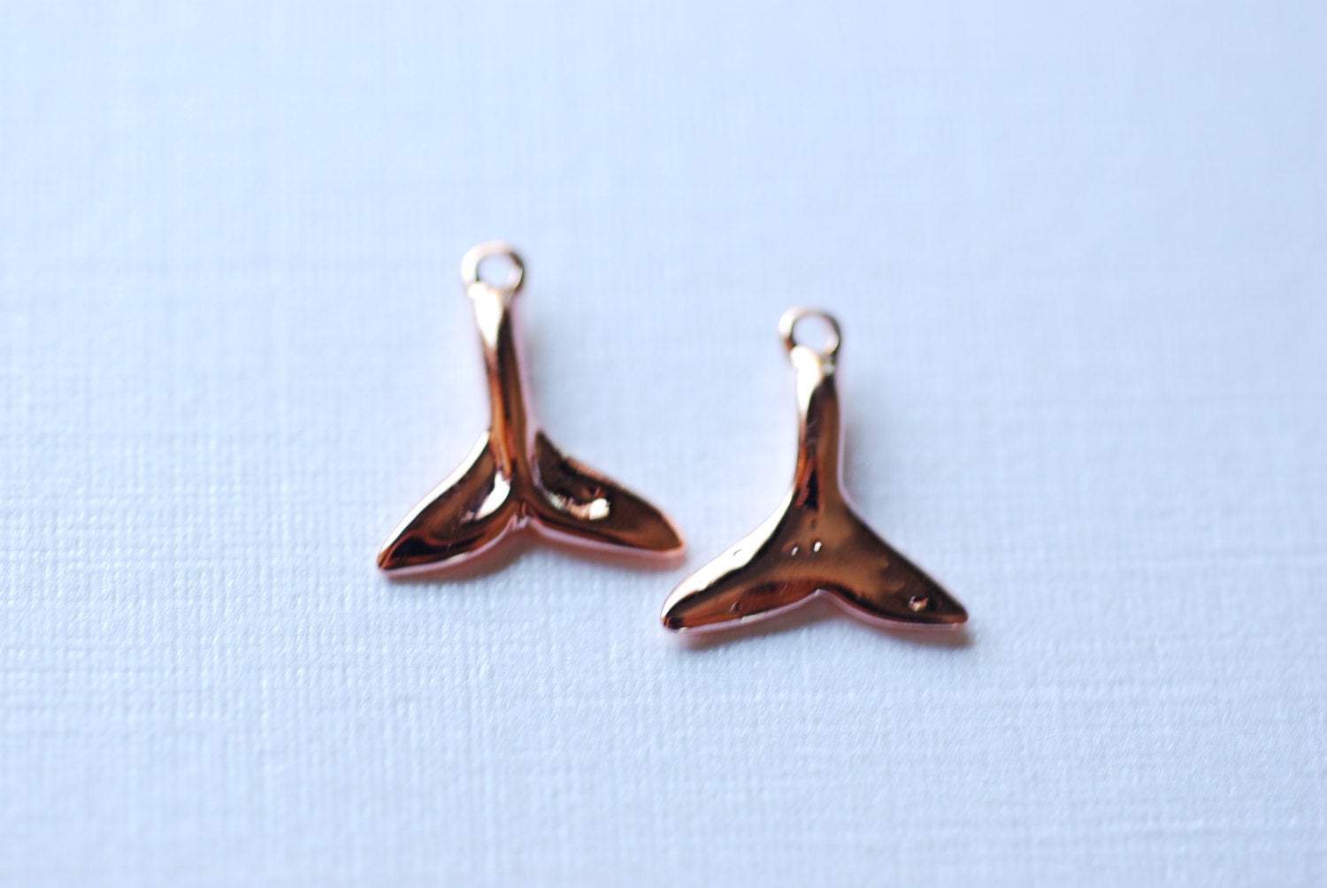 Shiny Rose Vermeil Gold Dolphin Fin Tail Charm - 18k gold plated over sterling silver, Rose gold Dolphin tail, rose gold whale tail,106 - HarperCrown