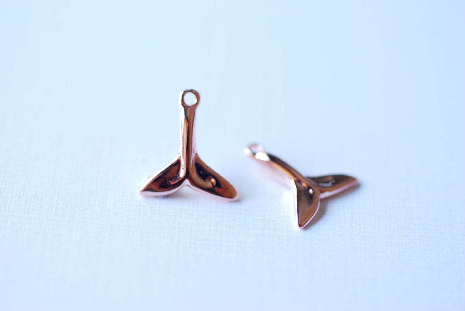 Shiny Rose Vermeil Gold Dolphin Fin Tail Charm - 18k gold plated over sterling silver, Rose gold Dolphin tail, rose gold whale tail,106 - HarperCrown