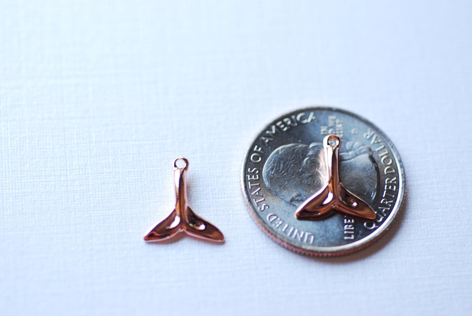 Shiny Rose Vermeil Gold Dolphin Fin Tail Charm - 18k gold plated over sterling silver, Rose gold Dolphin tail, rose gold whale tail,106 - HarperCrown