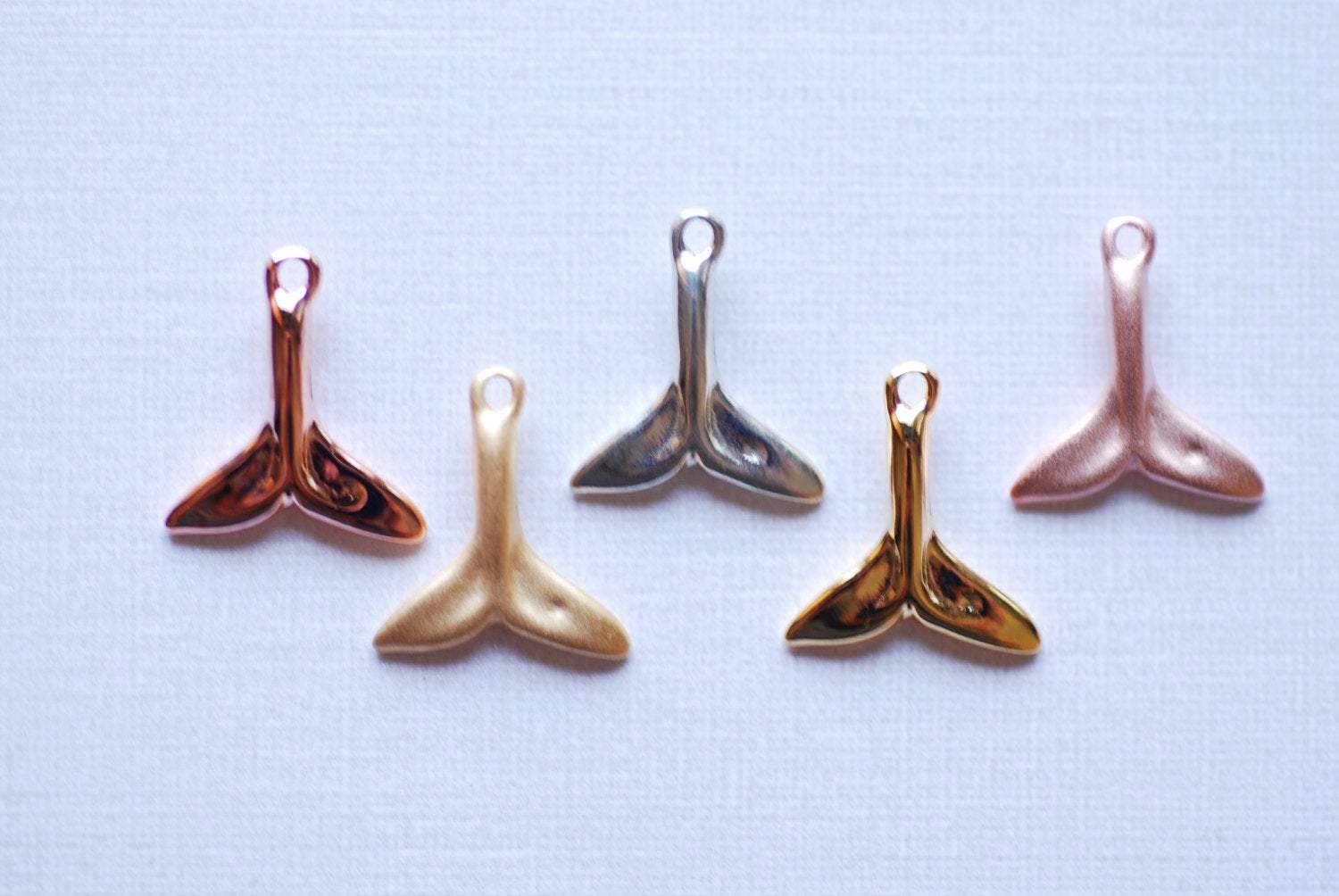 Shiny Rose Vermeil Gold Dolphin Fin Tail Charm - 18k gold plated over sterling silver, Rose gold Dolphin tail, rose gold whale tail,106 - HarperCrown