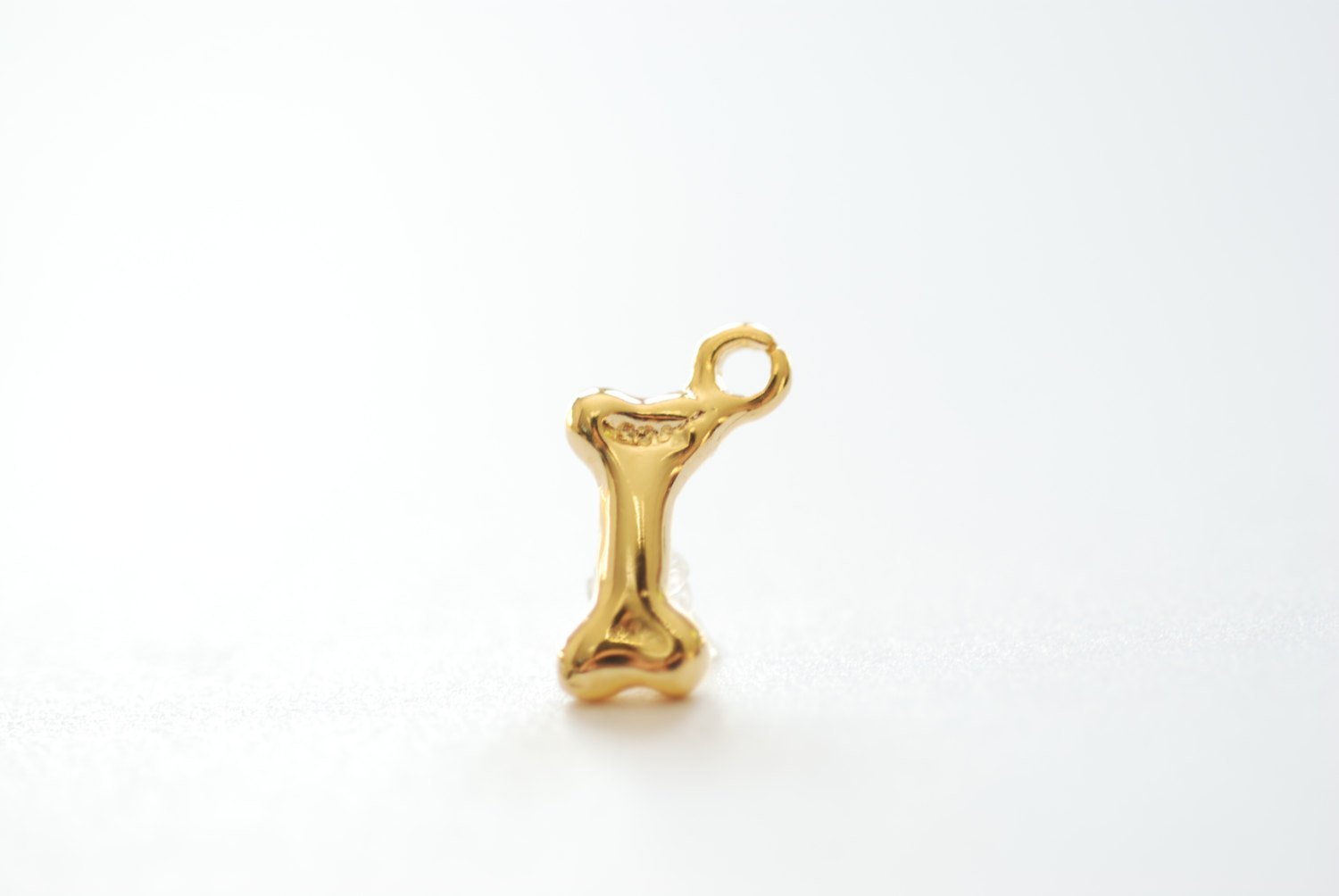 Shiny Vermeil Dog Bone Gold Charm - Small Dog Bone, Man's best Friend Charm, 18k gold plated over sterling 925 silver, Gold Doggy Bone, 107 - HarperCrown