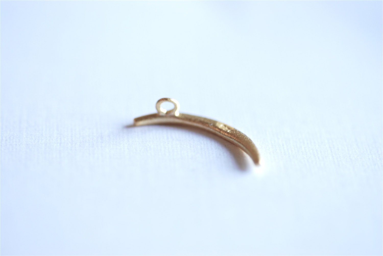 Shiny Vermeil Gold Crescent Moon Charm- 18k gold over Sterling Silver thin skinny Moon Charm pendant, gold tusk, gold Half moon charm, 285 - HarperCrown