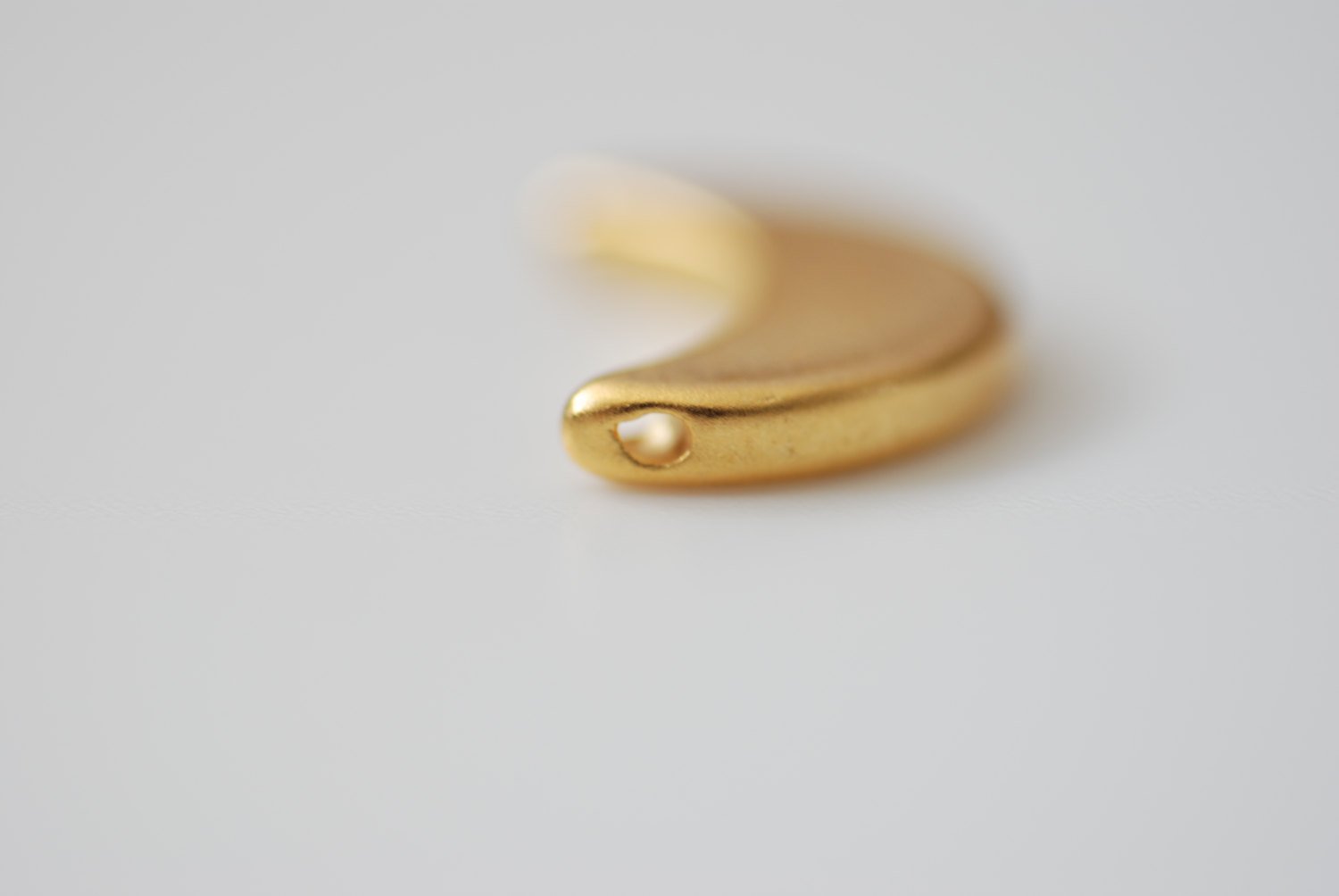 Shiny Vermeil Gold Crescent Moon Charm- 18k gold plated over sterling silver half moon charm pendant, Gold Crescent Half Moon Beads - HarperCrown