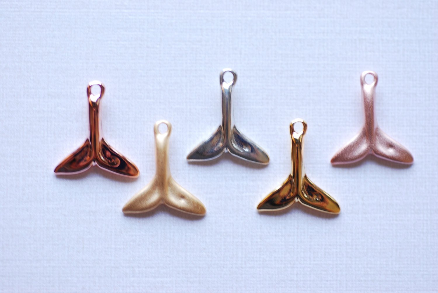 Shiny Vermeil Gold Dolphin Fin Tail Charm - 18k gold plated over sterling silver, shiny gold Dolphin tail, gold whale tail, beach charms,106 - HarperCrown