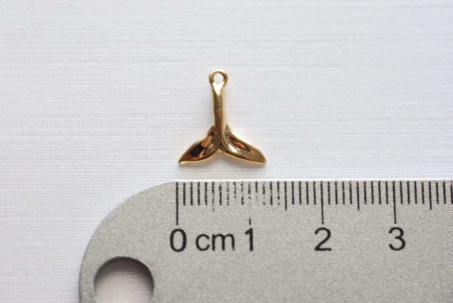 Shiny Vermeil Gold Dolphin Fin Tail Charm - 18k gold plated over sterling silver, shiny gold Dolphin tail, gold whale tail, beach charms,106 - HarperCrown