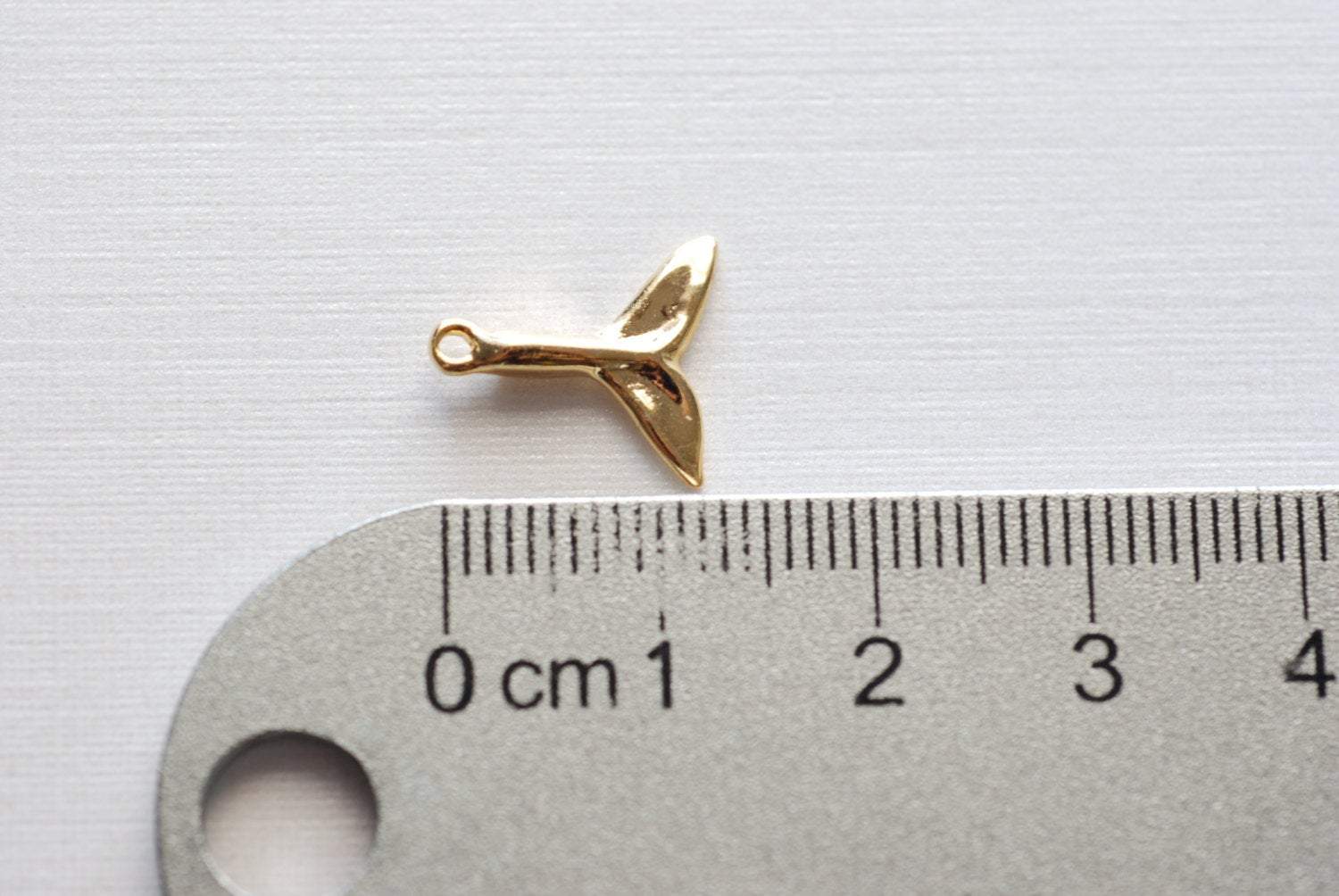 Shiny Vermeil Gold Dolphin Fin Tail Charm - 18k gold plated over sterling silver, shiny gold Dolphin tail, gold whale tail, beach charms,106 - HarperCrown