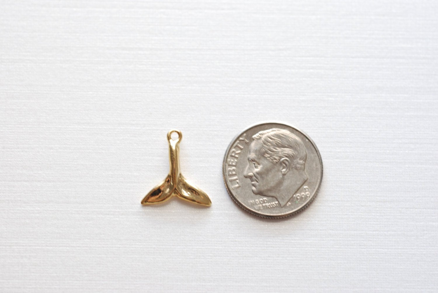 Shiny Vermeil Gold Dolphin Fin Tail Charm - 18k gold plated over sterling silver, shiny gold Dolphin tail, gold whale tail, beach charms,106 - HarperCrown