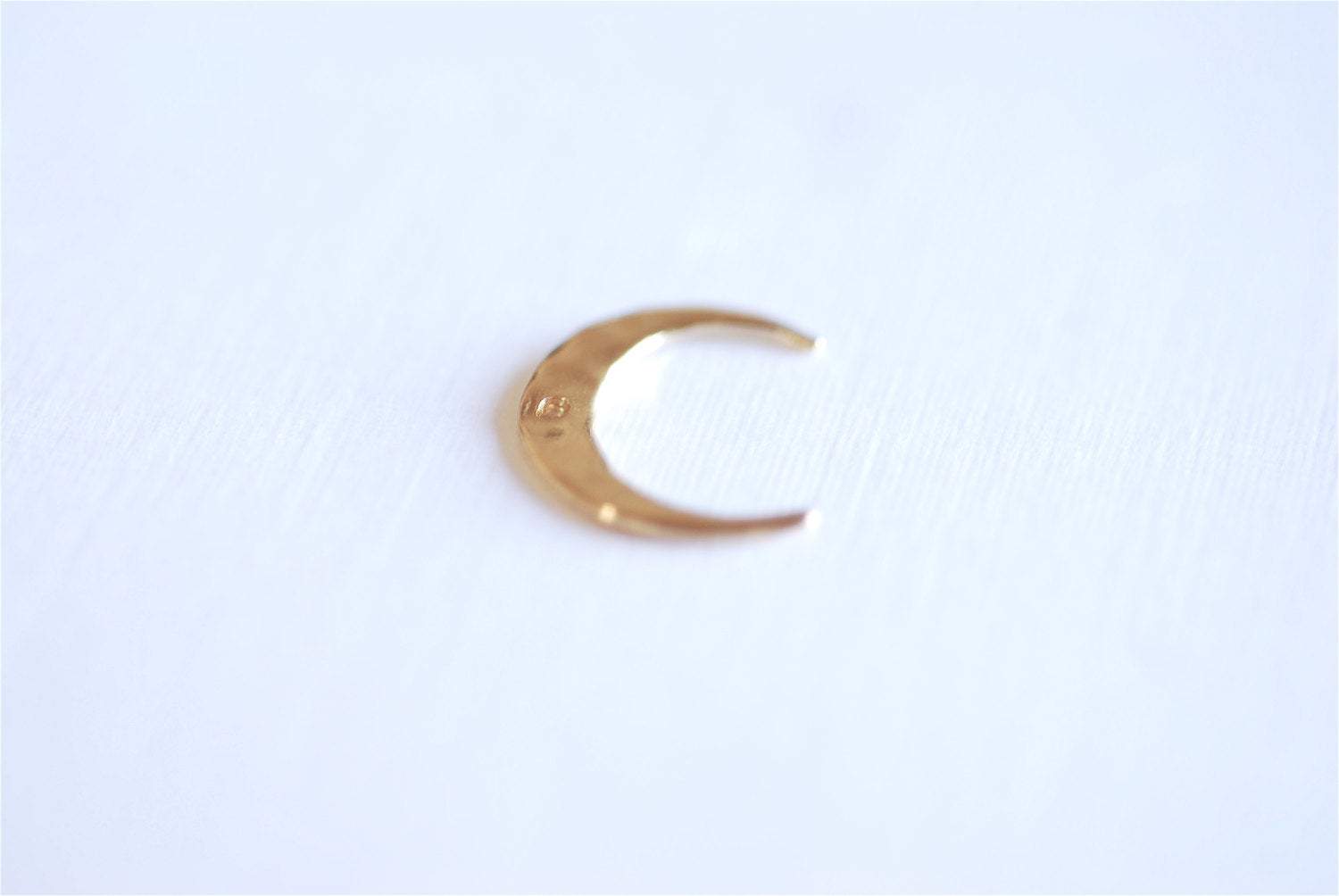 Shiny Vermeil Gold Hammered Crescent Moon Charm Pendant- 18k gold plated over sterling Silver Half Moon, Gold Double Horn Charm, Moon, 246 - HarperCrown