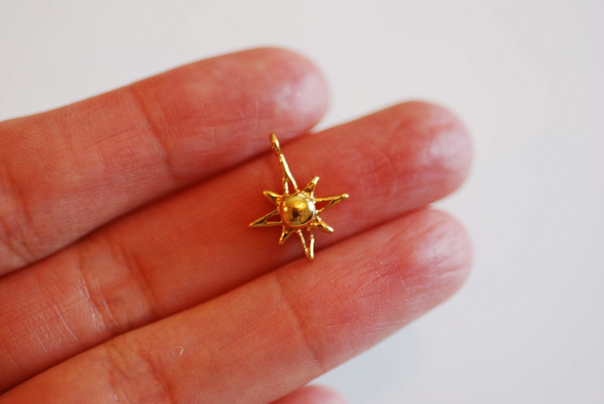 Shiny Vermeil Gold North Star Polaris Charm - 22k Gold plated over 925 Sterling Silver, , astronomy, astrology, Sun, twinkle little star,441 - HarperCrown