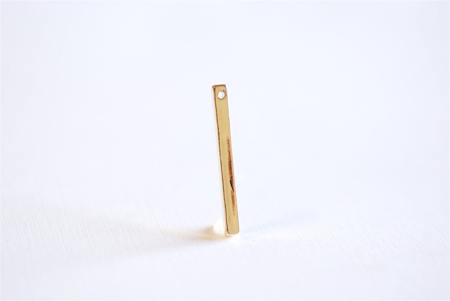 Shiny Vermeil Gold Rectangle Bar Drop- 18k gold plated over Sterling Silver Bar, Gold Bar Column, Gold Bar Dangle Charm, Stamping, 238 - HarperCrown