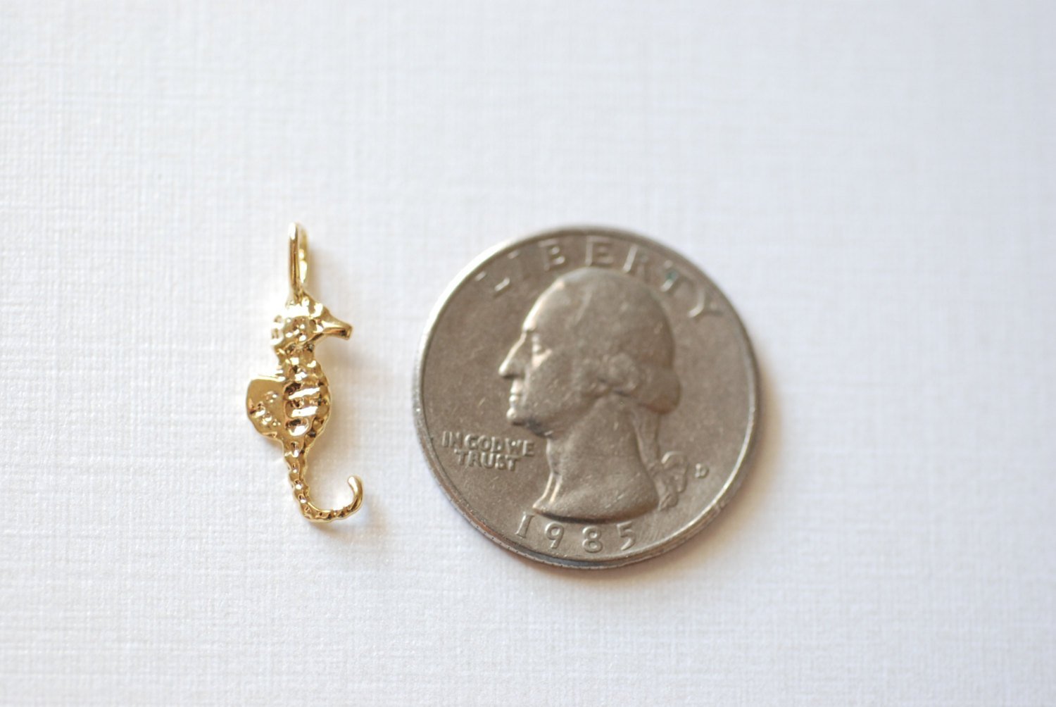 Shiny Vermeil Gold Seahorse- 18k gold over sterling silver Seahorse Charm, Gold Sea life Charm, Gold Sea creature, gold plated charms, 141 - HarperCrown