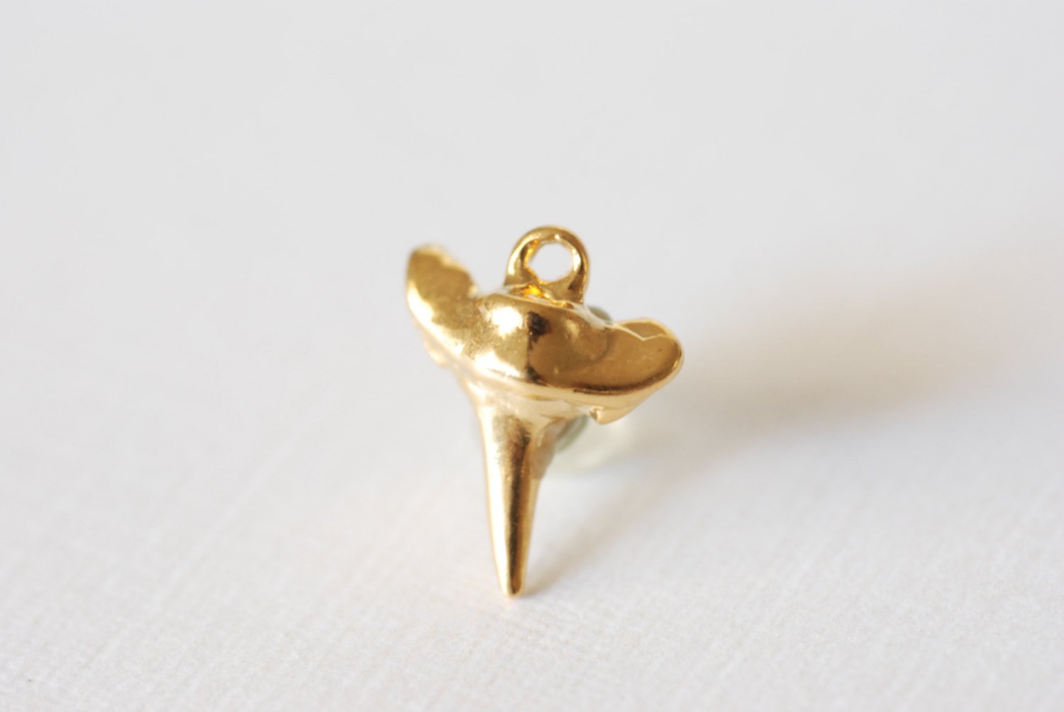 Shiny Vermeil Gold Shark Tooth Charm- 18k gold plated over Sterling Silver, Gold Shark Tooth, Tiny Gold Shark Teeth Tooth, Beach Charms - HarperCrown