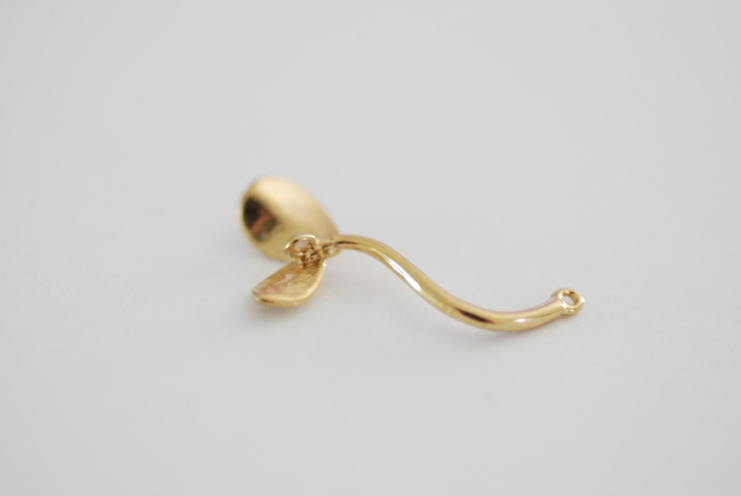 Shiny Vermeil Gold Sprout Charm Connector- 22k gold plated Sterling Silver Sprout Connector, Alfalfa Sprout, Mung Bean Sprouts, Link, 196 - HarperCrown