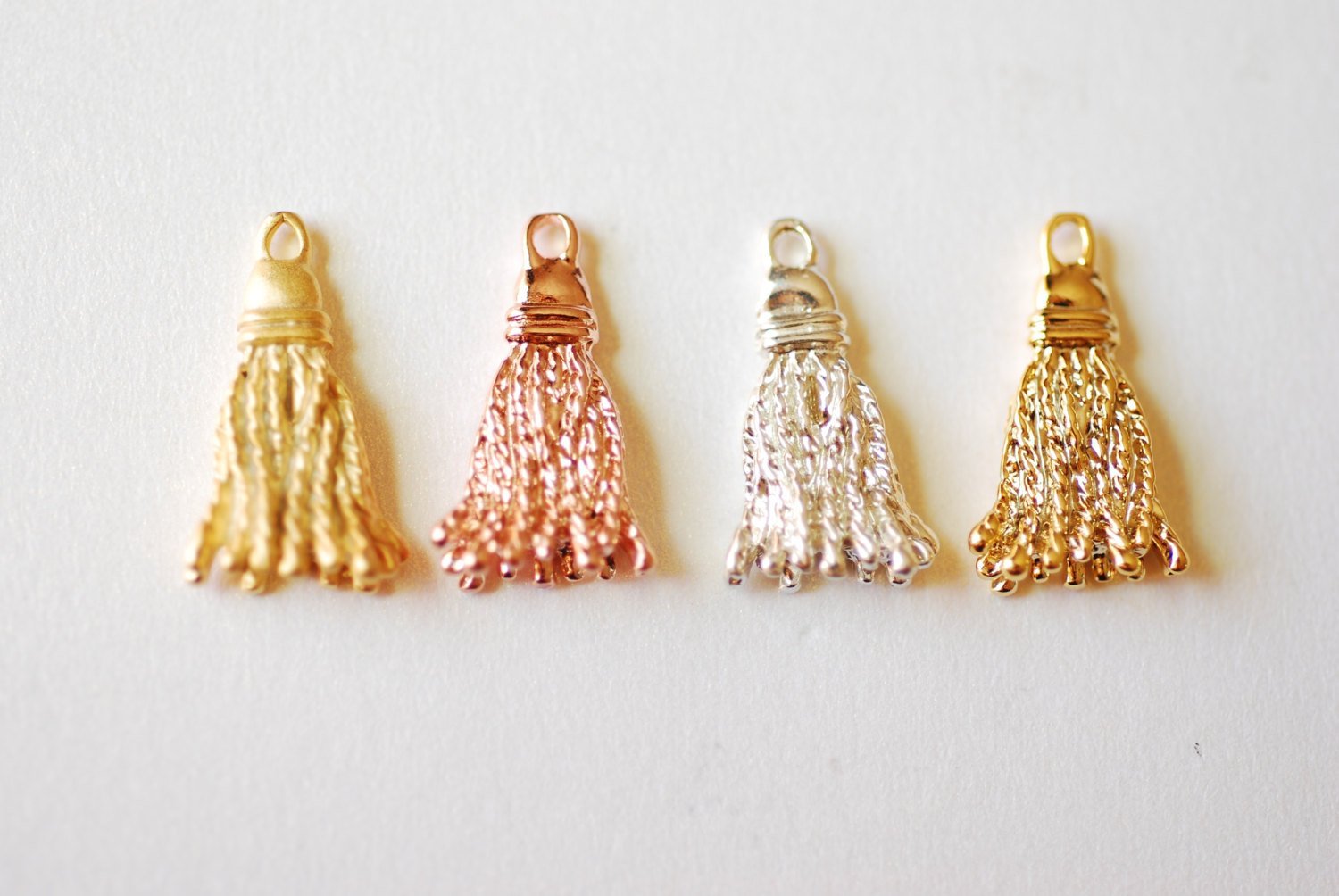 Shiny Vermeil Gold Tassel Charm Pendant- 18k gold plated over Sterling Silver Tassel, Vermeil gold Triangle Charm, Wholesale Beads, Bulk - HarperCrown