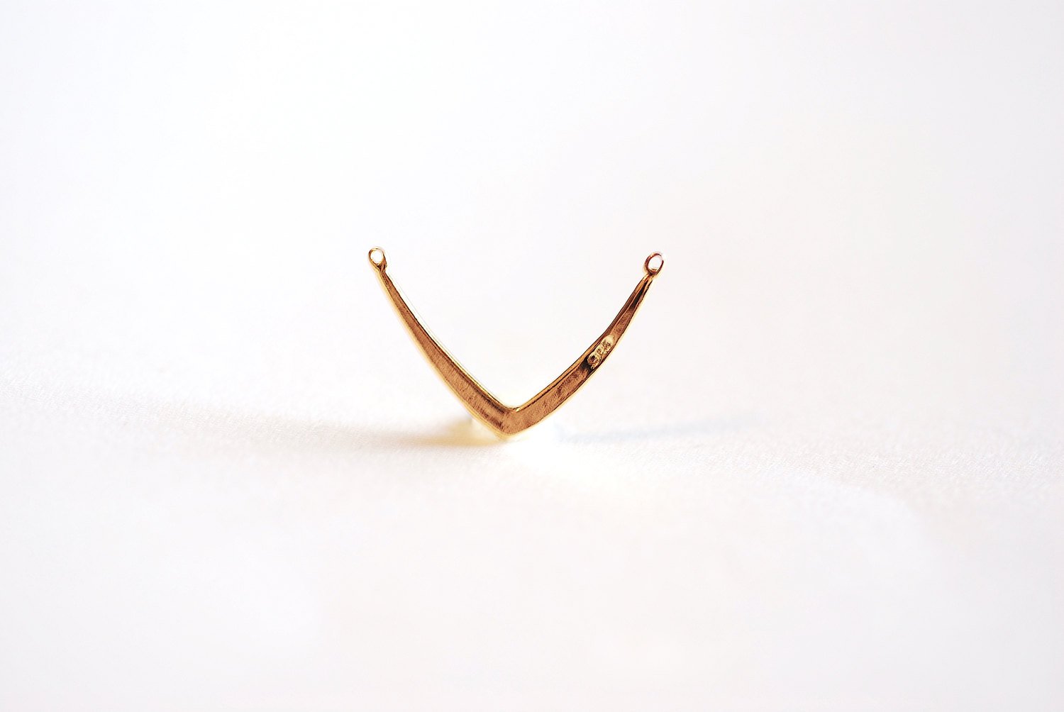 Shiny Vermeil Gold V Shaped Charm- 22k gold over Sterling Silver Arrow Charm, Gold V Shaped Connector Charm, Triangle Connector Link, 319 - HarperCrown