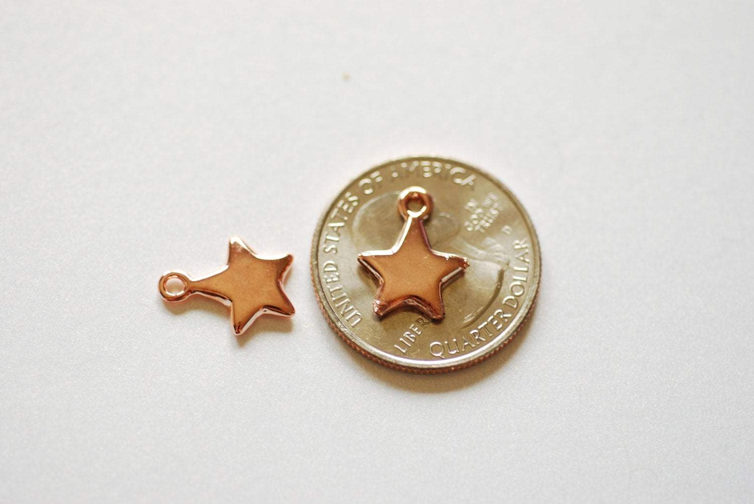 Shiny Vermeil Rose Gold Star- 18k gold plated over Sterling Silver Star Charm, Gold Star Stamping Blanks, Reversible Star, Gold Star beads - HarperCrown