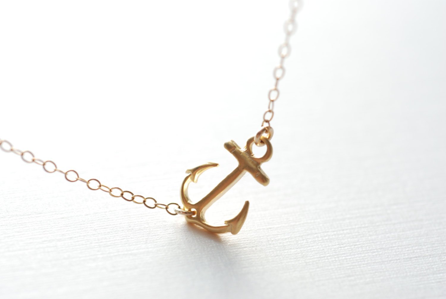 Sideways Anchor Necklace- Gold Anchor Necklace, Simple Minimalist Anchor Necklace, Dainty Jewelry by HeirloomEnvy - HarperCrown