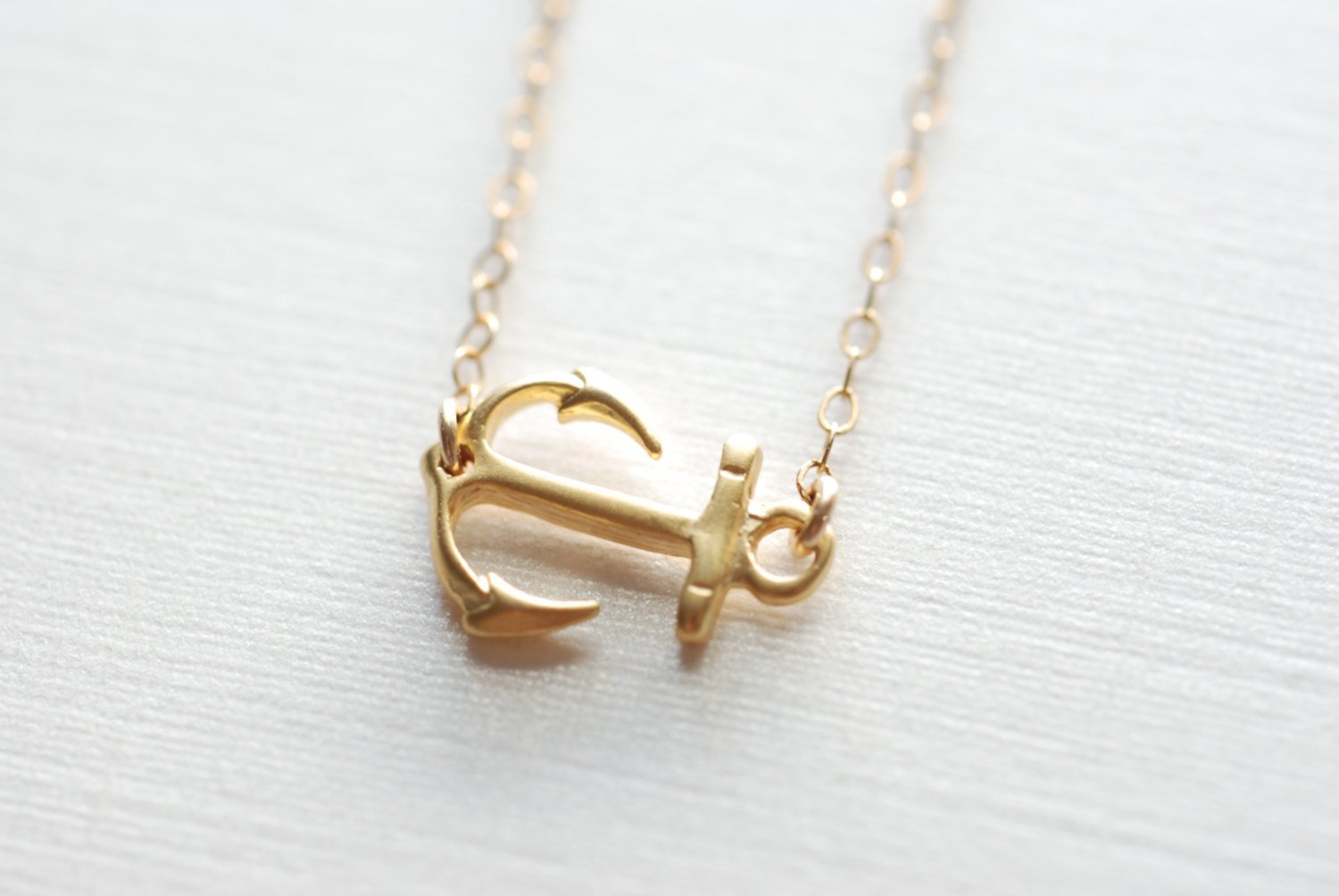 Sideways Anchor Necklace- Gold Anchor Necklace, Simple Minimalist Anchor Necklace, Dainty Jewelry by HeirloomEnvy - HarperCrown