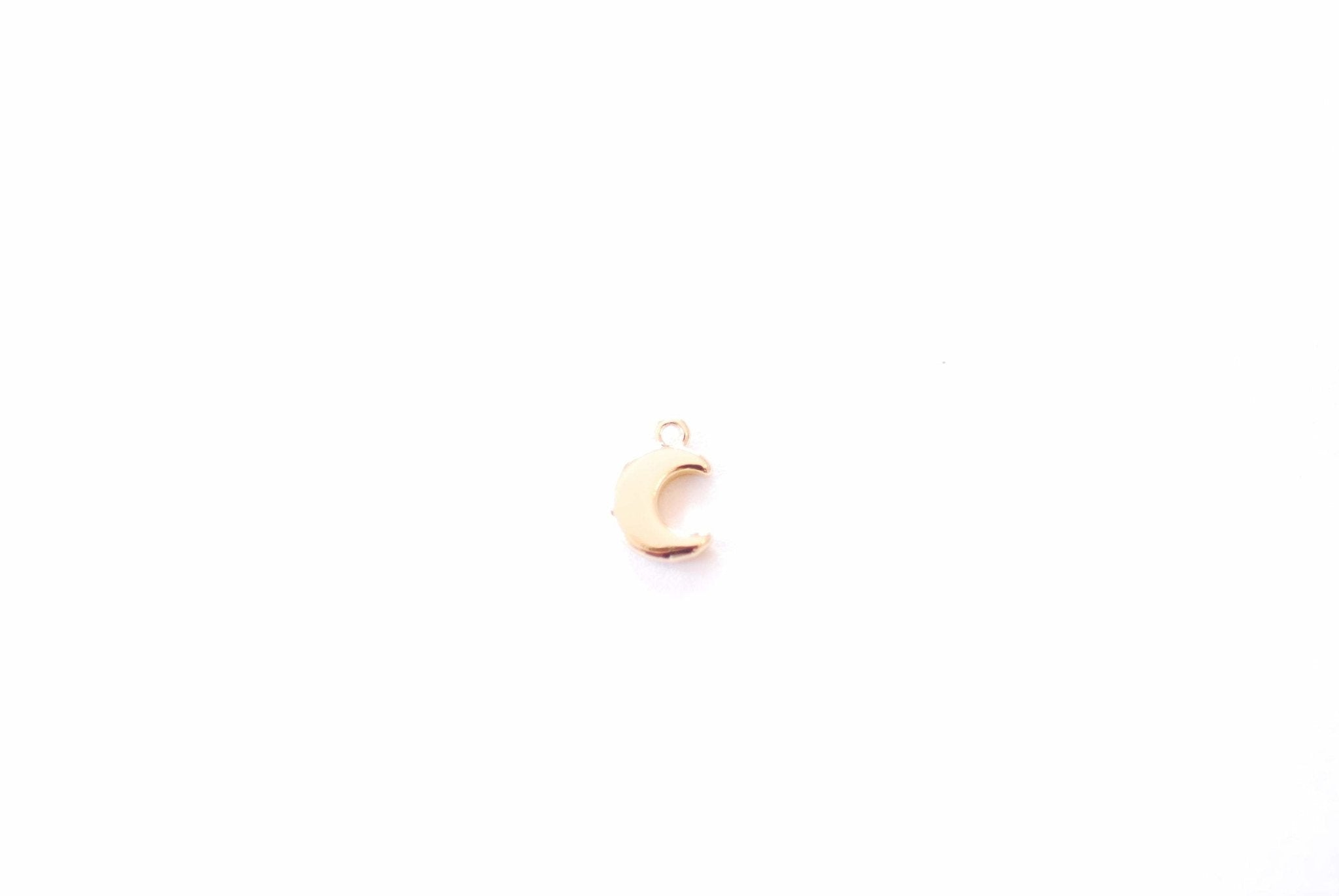 Small Crescent Moon Charm | 16K Gold Plated Brass | Half Moon Horn Waning Eclipse Dainty Pendant Wholesale Charms B314 - HarperCrown