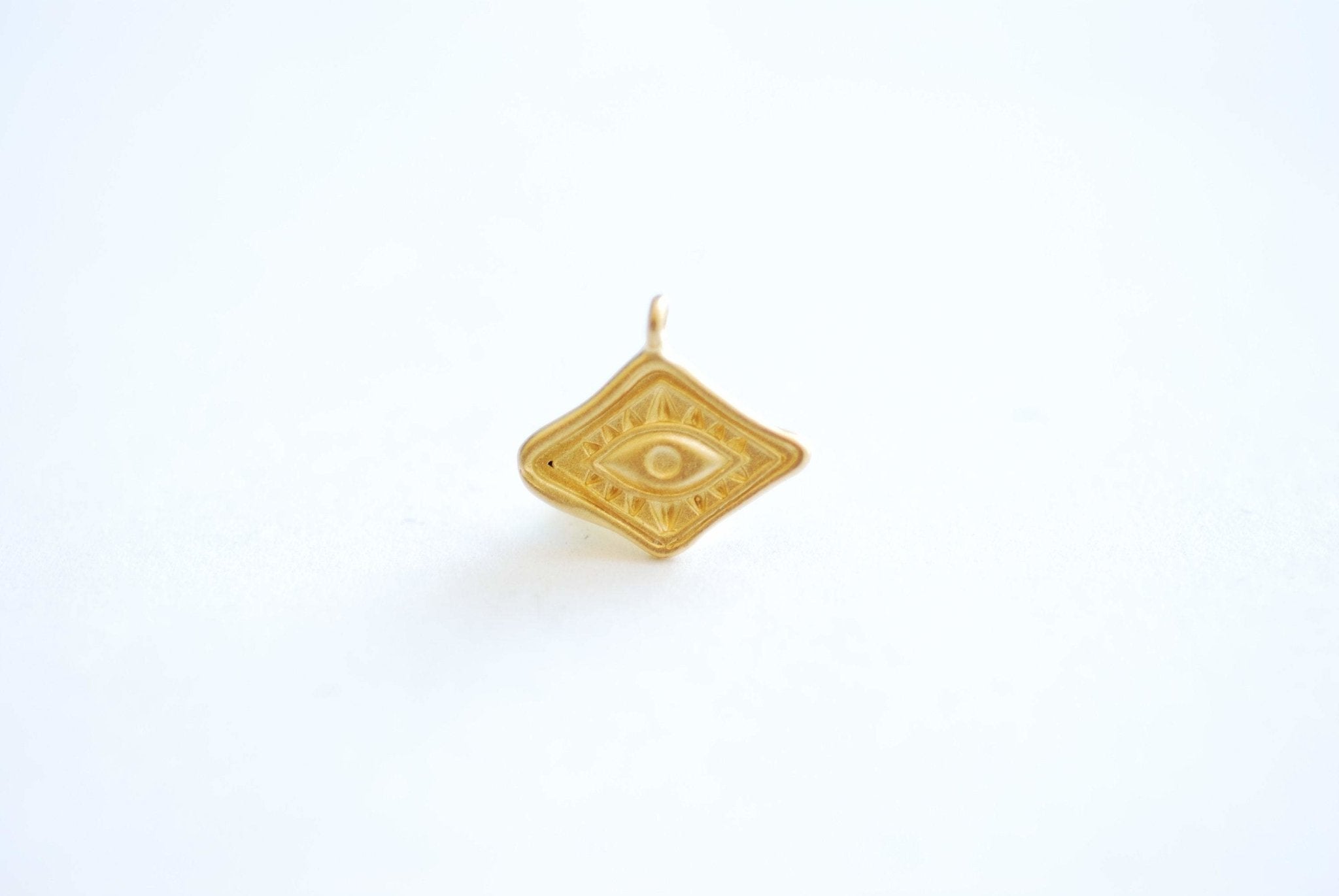 Small Evil Eye Charm - 18k vermeil gold plated 925 Sterling Silver, Diamond Shaped Evil Eye, Eye of Ra Good luck Protection, DIY Jewelry,495 - HarperCrown