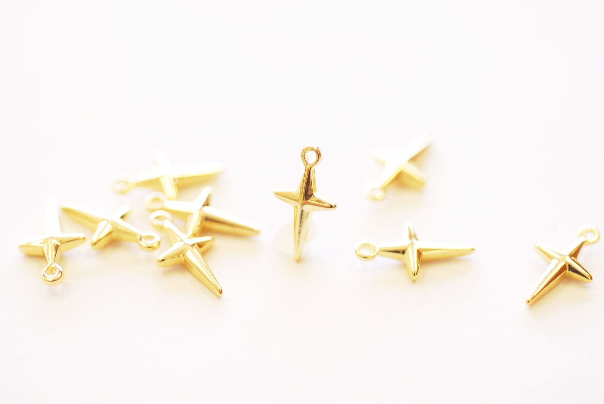 Small Gold Cross Charm - 16k Gold Plated over Brass Religious Cross Charm HarperCrown Wholesale Charms B279 - HarperCrown