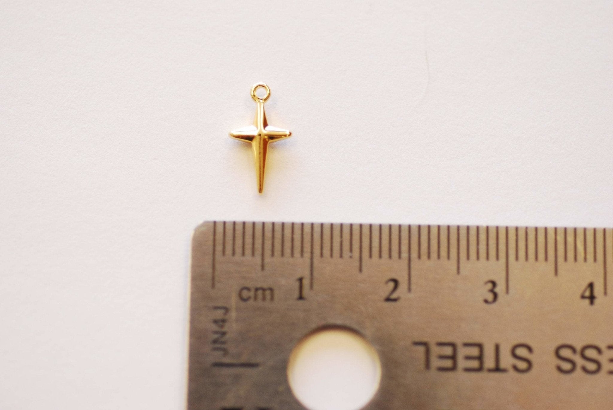 Small Gold Cross Charm - 16k Gold Plated over Brass Religious Cross Charm HarperCrown Wholesale Charms B279 - HarperCrown