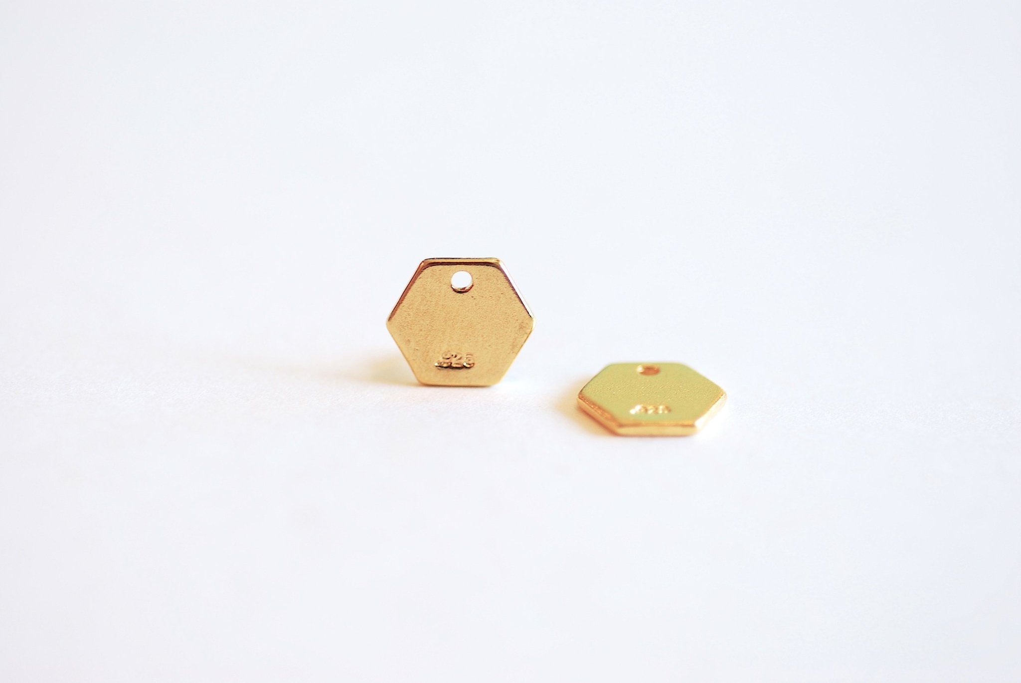 Small Hexagon Blanks- 8mm, Vermeil gold Hexagon charm, Gold Hexagon Blanks, Beehive, Honeycomb, Geometric Charm, Stamping blanks, 443 - HarperCrown