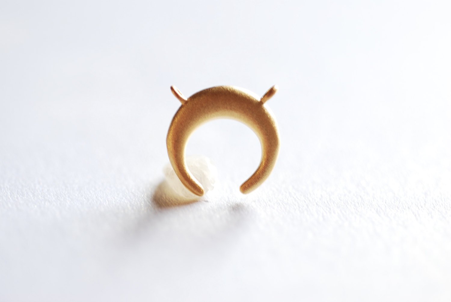 Small Matte Vermeil Gold Crescent Moon Connector Charm- 22k gold plated Half Moon Charm, Double Bail Moon, Double Horn Charm, Pendant, 303 - HarperCrown