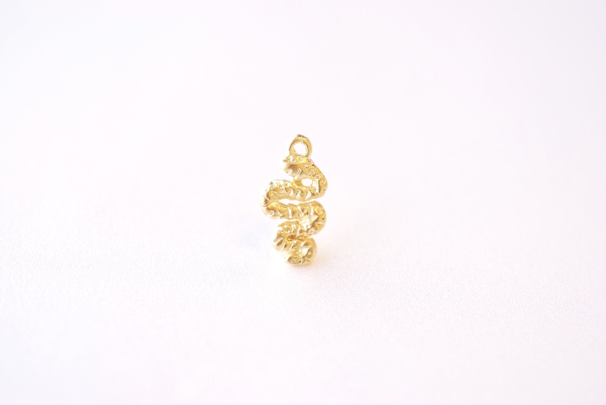 Small Snake Charm - Vermeil 18k gold plated 925 Sterling Silver, Coiled Snake Charm, Snake Drop Pendant, Gold Silver Snake Animal, J388 - HarperCrown