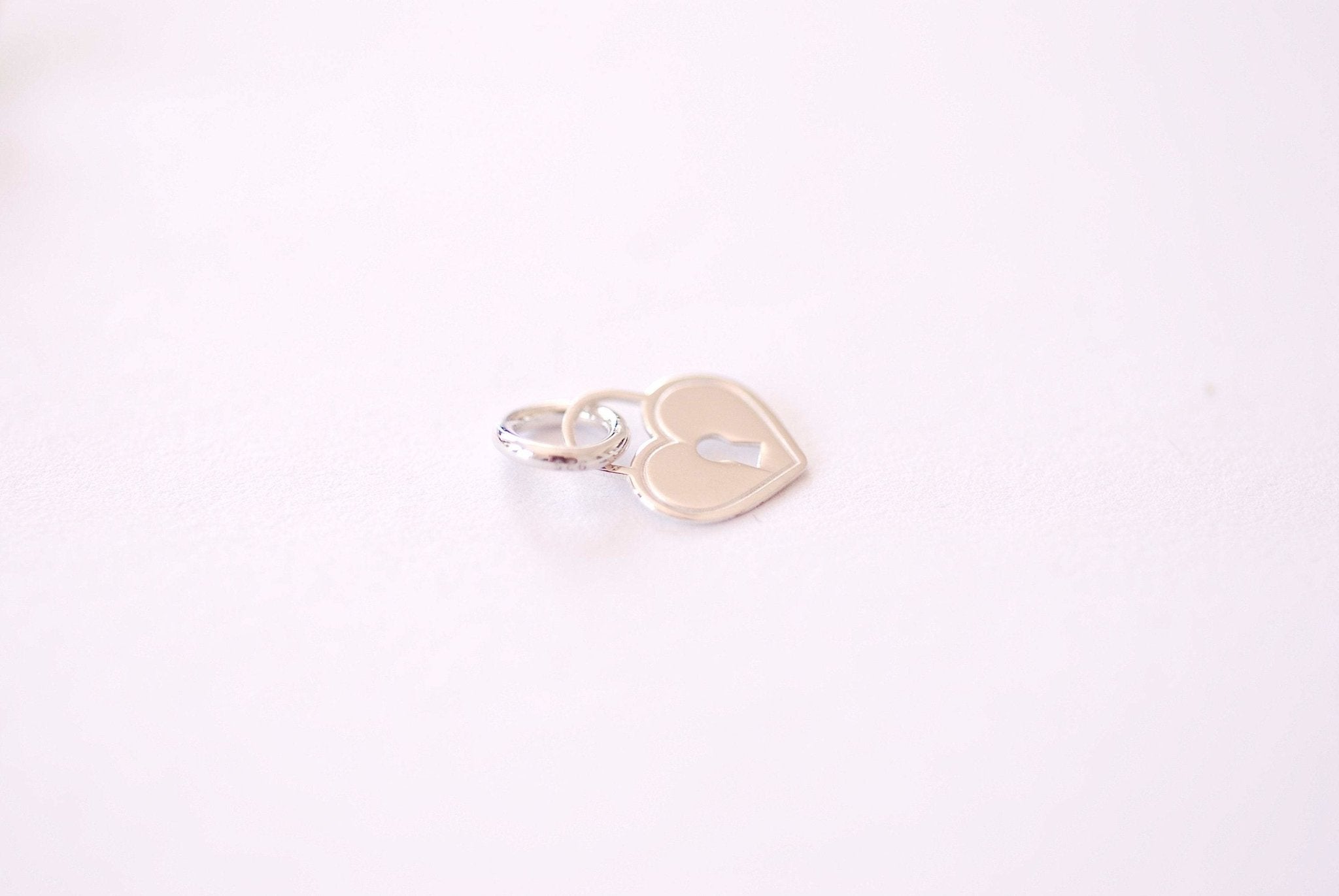 Small Vermeil Shiny Gold or 925 Sterling Silver Heart Padlock Shape Charm Pendant with attached jump ring love heart friendship charm - HarperCrown