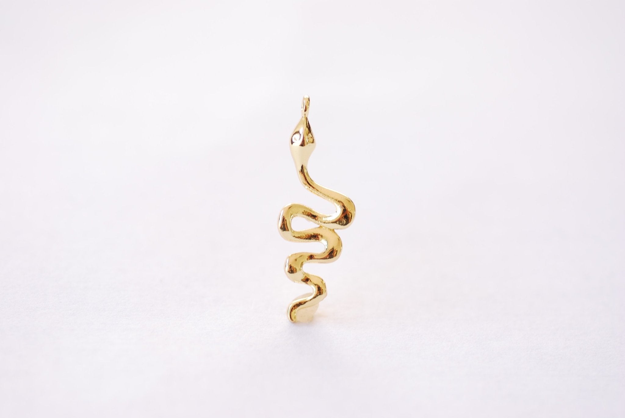 Snake Gold Charm - 16k Gold Plated Serpent Snake Coiled Chinese Zodiac Reptile HarperCrown bulk Charms B201 - HarperCrown