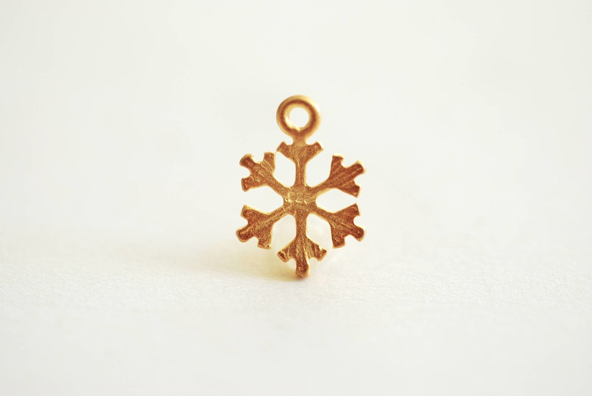 Snowflake Charm- Vermeil Gold 22k Gold plated 925 Sterling Silver, Rose Gold, Gold Snowflake Charm, Star Charm, christmas charm, Flower, 171 - HarperCrown